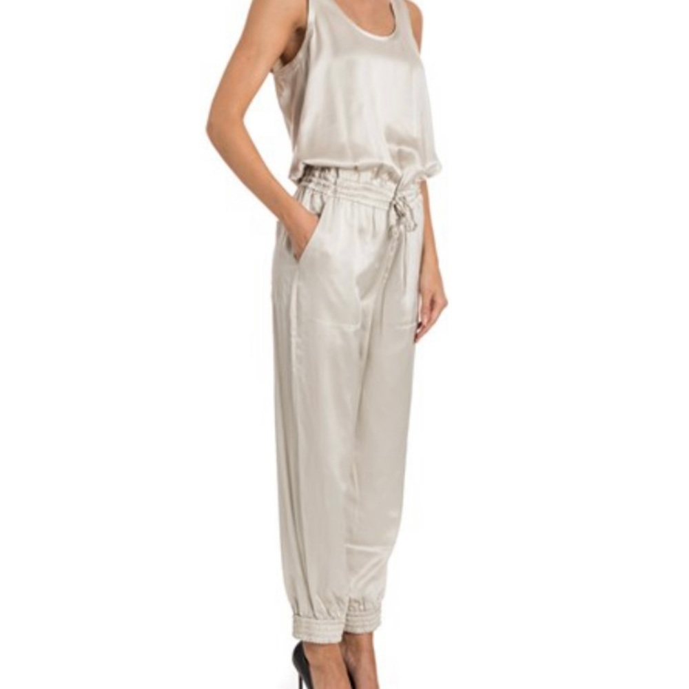 Theory Sandy White Satin Jumpsuit